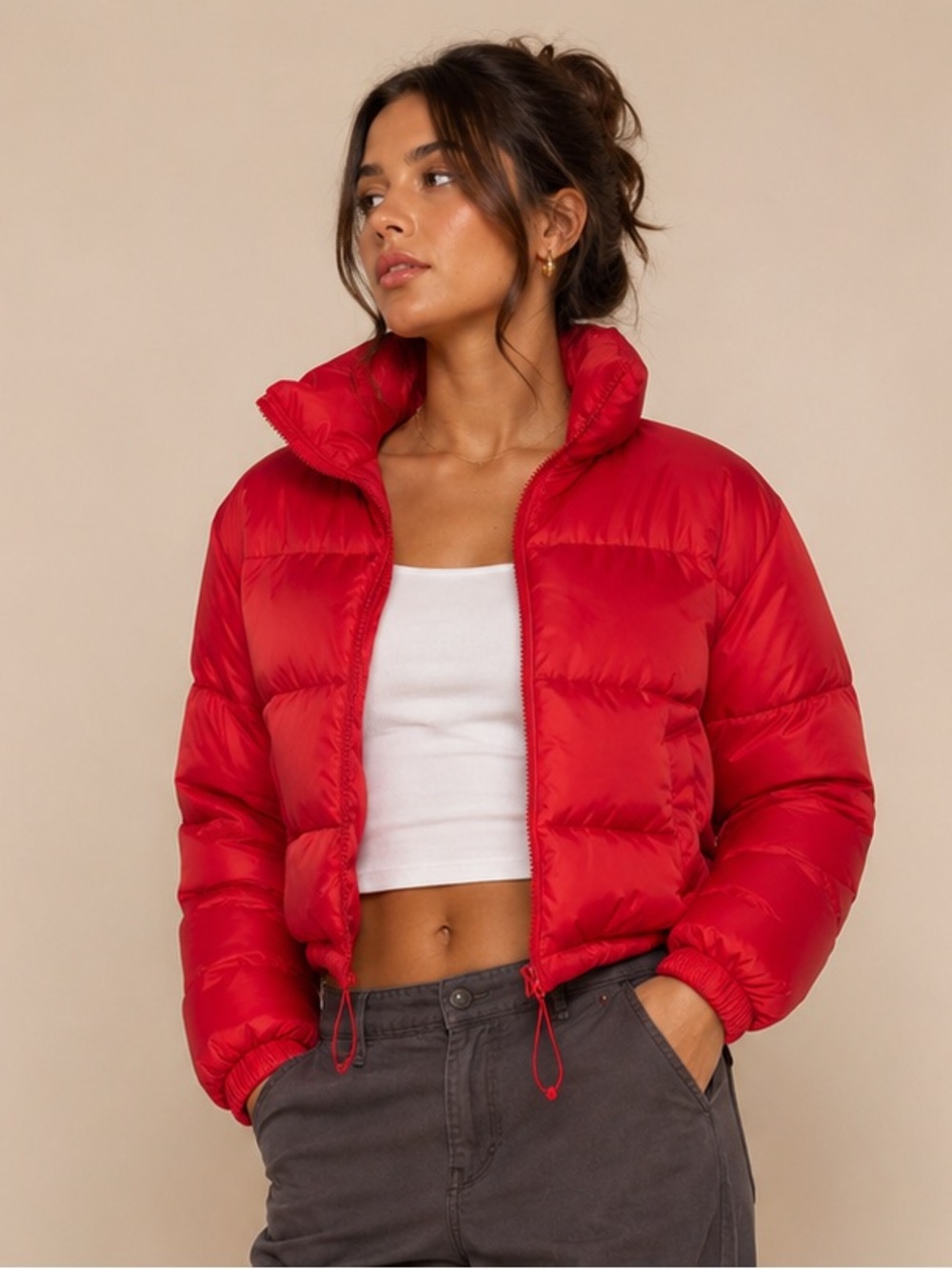Brilliant Red Puffer Jacket - Small